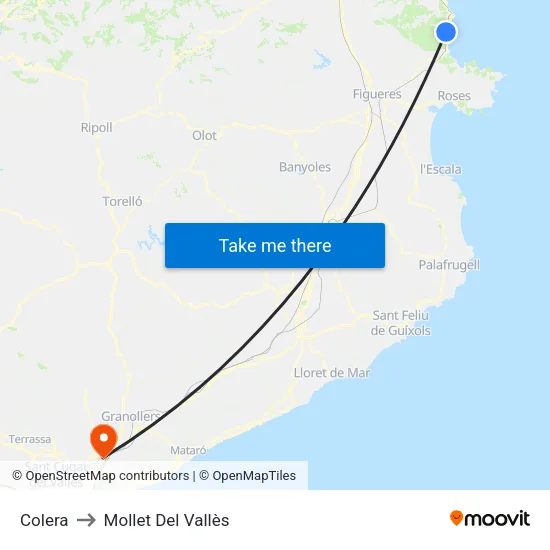 Colera to Mollet Del Vallès map