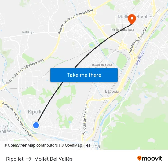 Ripollet to Mollet Del Vallès map