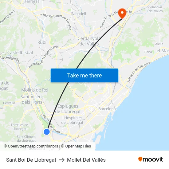 Sant Boi De Llobregat to Mollet Del Vallès map