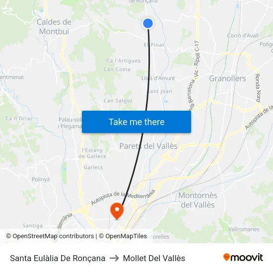Santa Eulàlia De Ronçana to Mollet Del Vallès map