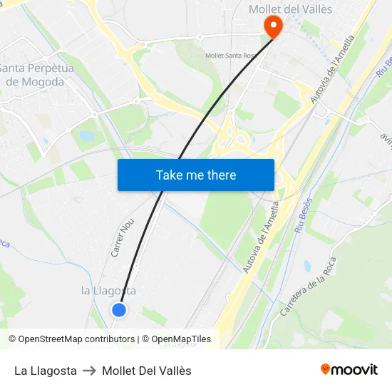 La Llagosta to Mollet Del Vallès map