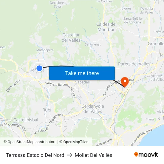 Terrassa Estacio Del Nord to Mollet Del Vallès map