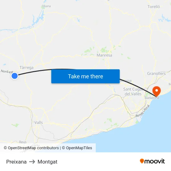Preixana to Montgat map