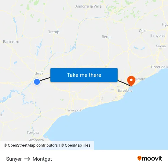 Sunyer to Montgat map