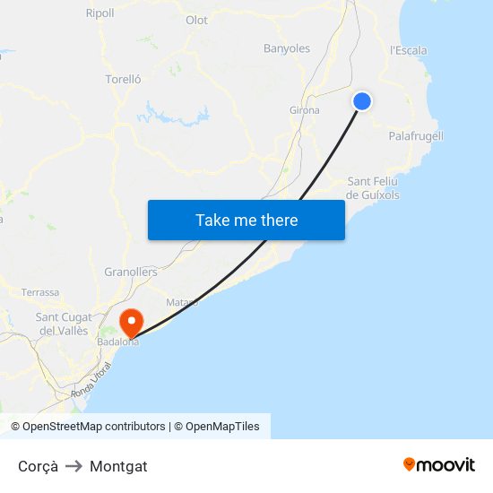 Corçà to Montgat map