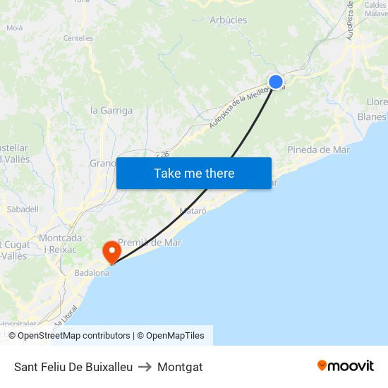 Sant Feliu De Buixalleu to Montgat map