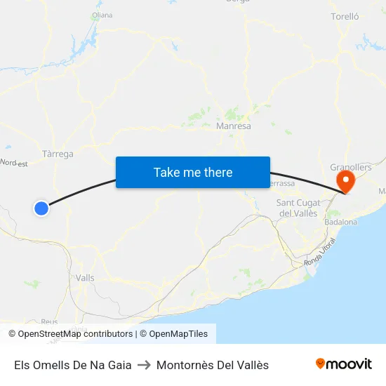 Els Omells De Na Gaia to Montornès Del Vallès map