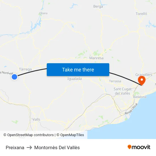 Preixana to Montornès Del Vallès map