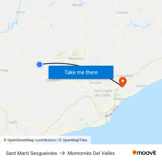 Sant Martí Sesgueioles to Montornès Del Vallès map