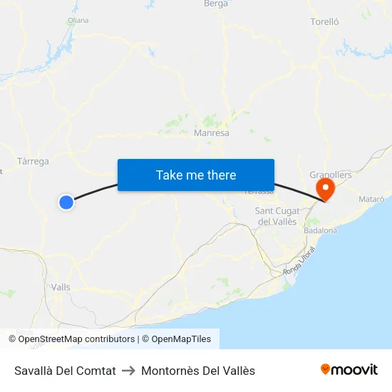 Savallà Del Comtat to Montornès Del Vallès map
