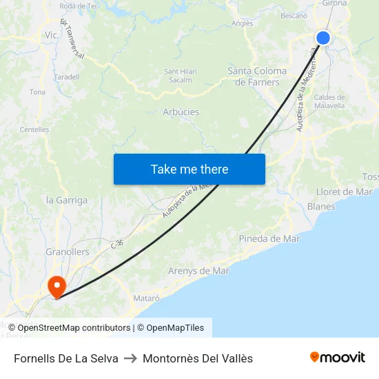 Fornells De La Selva to Montornès Del Vallès map