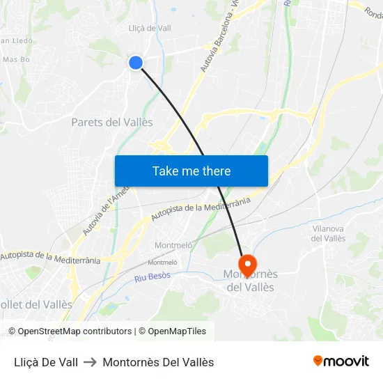 Lliçà De Vall to Montornès Del Vallès map