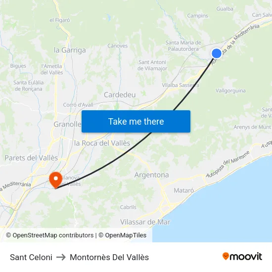 Sant Celoni to Montornès Del Vallès map