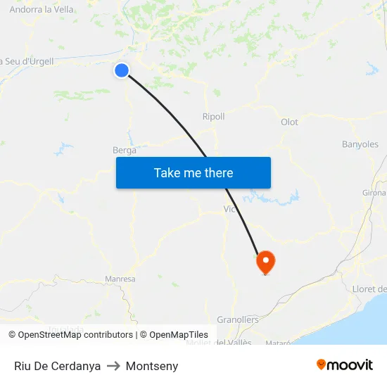Riu De Cerdanya to Montseny map