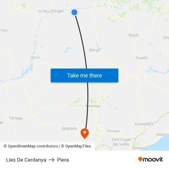 Lles De Cerdanya to Piera map