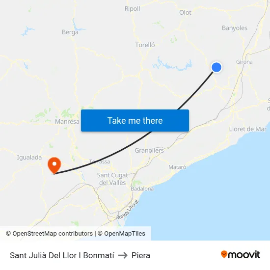 Sant Julià Del Llor I Bonmatí to Piera map