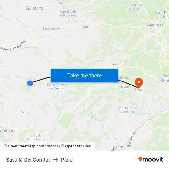 Savallà Del Comtat to Piera map