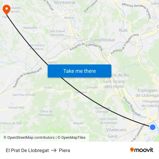 El Prat De Llobregat to Piera map