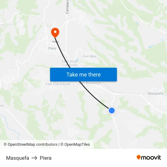Masquefa to Piera map