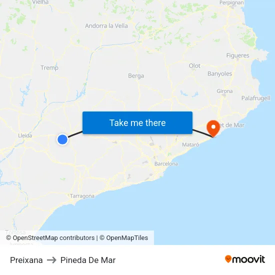 Preixana to Pineda De Mar map