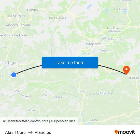 Alàs I Cerc to Planoles map