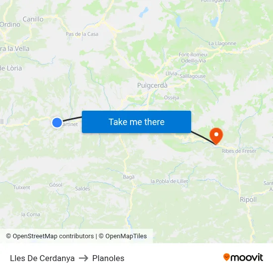 Lles De Cerdanya to Planoles map