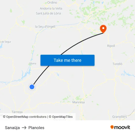 Sanaüja to Planoles map