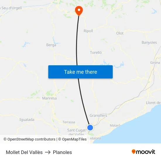 Mollet Del Vallès to Planoles map