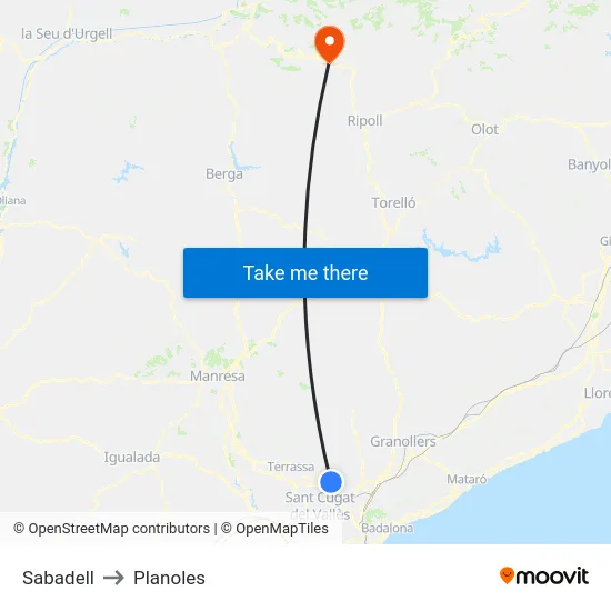 Sabadell to Planoles map