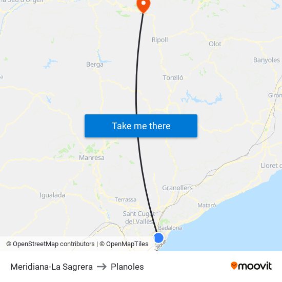 Meridiana-La Sagrera to Planoles map