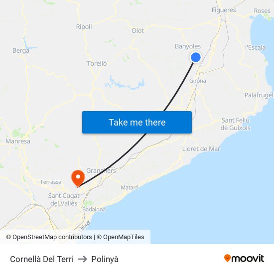 Cornellà Del Terri to Polinyà map