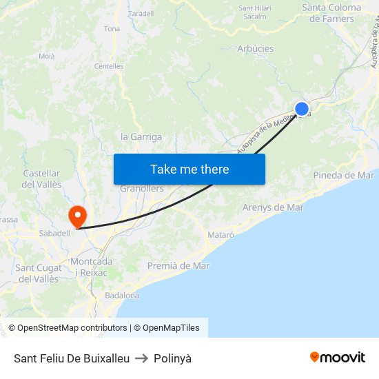 Sant Feliu De Buixalleu to Polinyà map