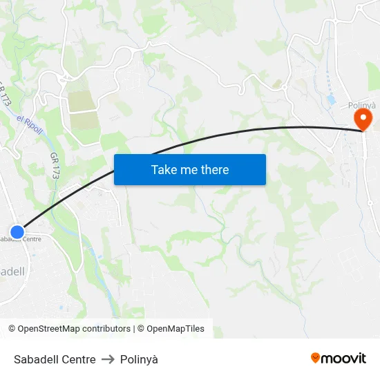 Sabadell Centre to Polinyà map