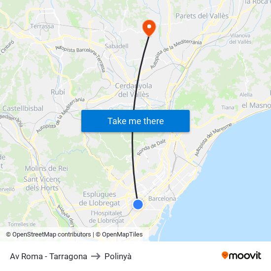 Av Roma - Tarragona to Polinyà map