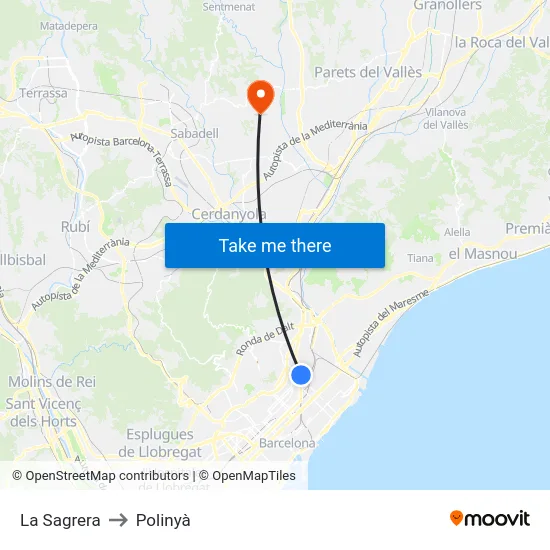 La Sagrera to Polinyà map