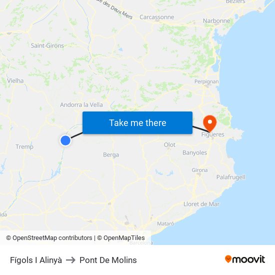 Fígols I Alinyà to Pont De Molins map