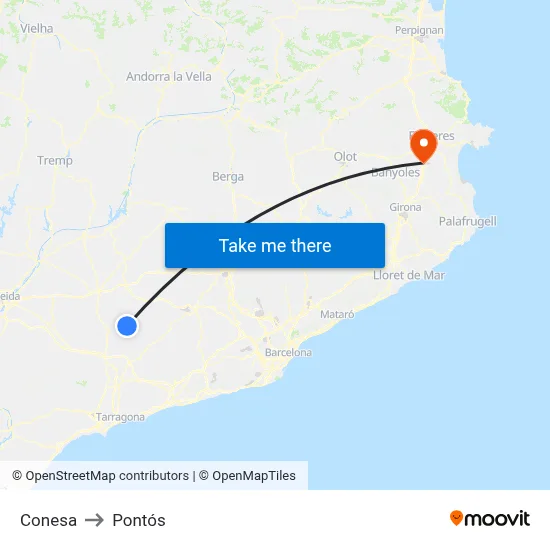 Conesa to Pontós map