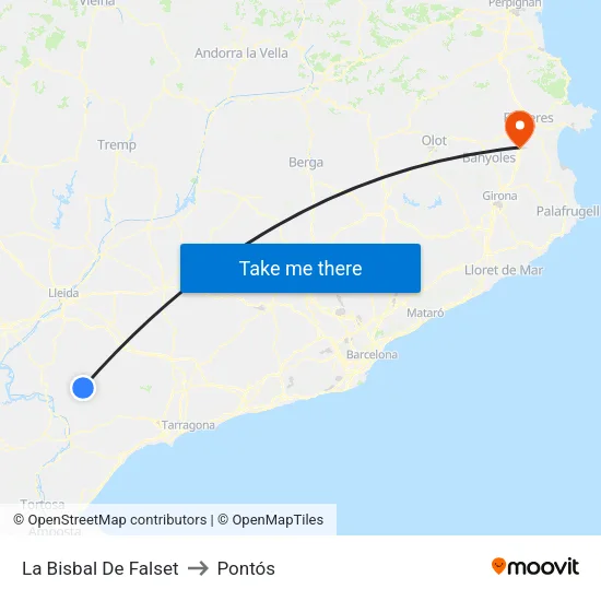 La Bisbal De Falset to Pontós map