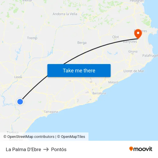 La Palma D'Ebre to Pontós map
