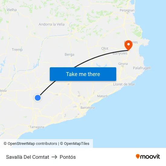 Savallà Del Comtat to Pontós map