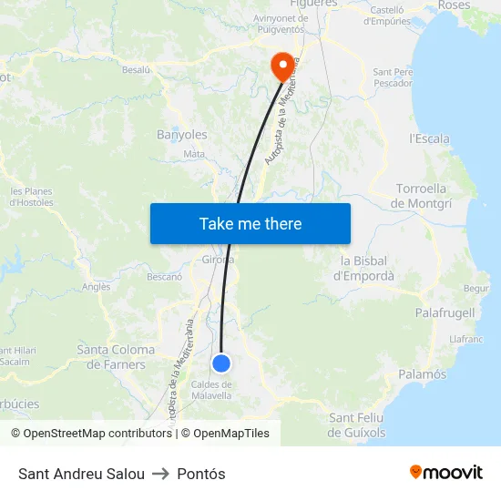 Sant Andreu Salou to Pontós map