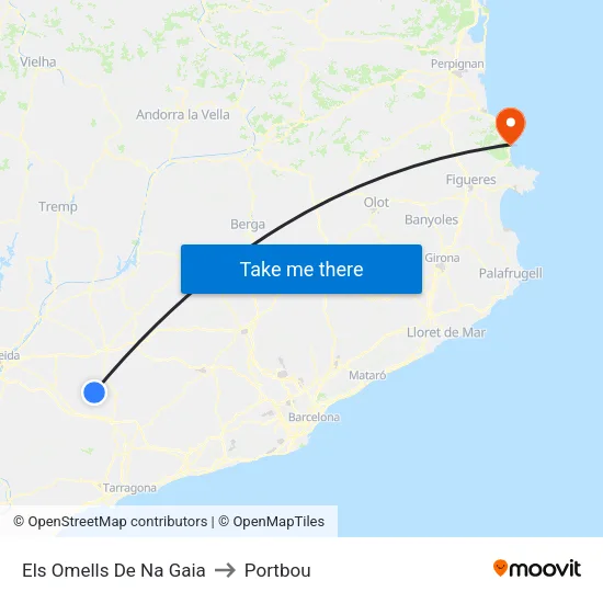 Els Omells De Na Gaia to Portbou map