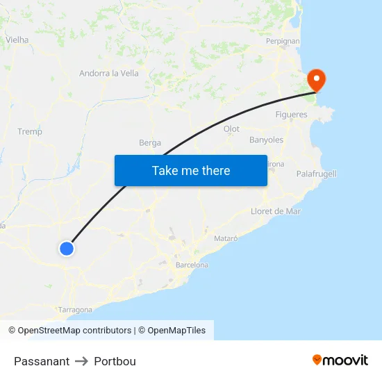 Passanant to Portbou map