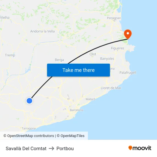 Savallà Del Comtat to Portbou map