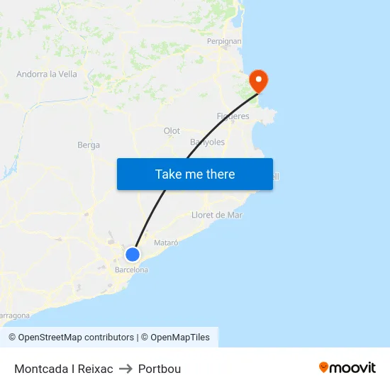 Montcada I Reixac to Portbou map