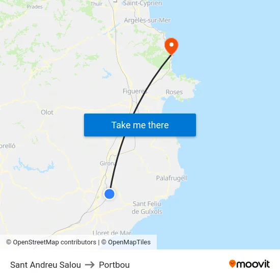 Sant Andreu Salou to Portbou map