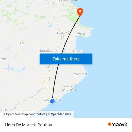 Lloret De Mar to Portbou map