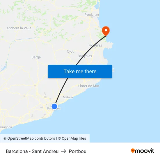 Barcelona - Sant Andreu to Portbou map