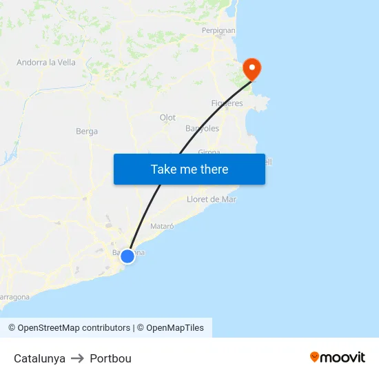 Catalunya to Portbou map