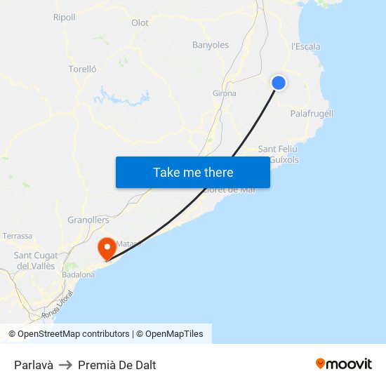 Parlavà to Premià De Dalt map